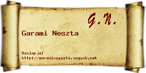 Garami Neszta névjegykártya